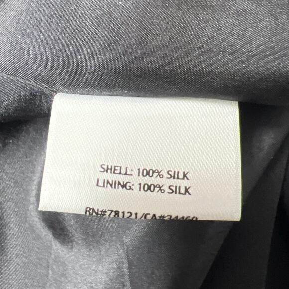 Eileen Fisher Silk Black Blazer Size Large Short Jacket Open Front Lined - Picture 5 of 6